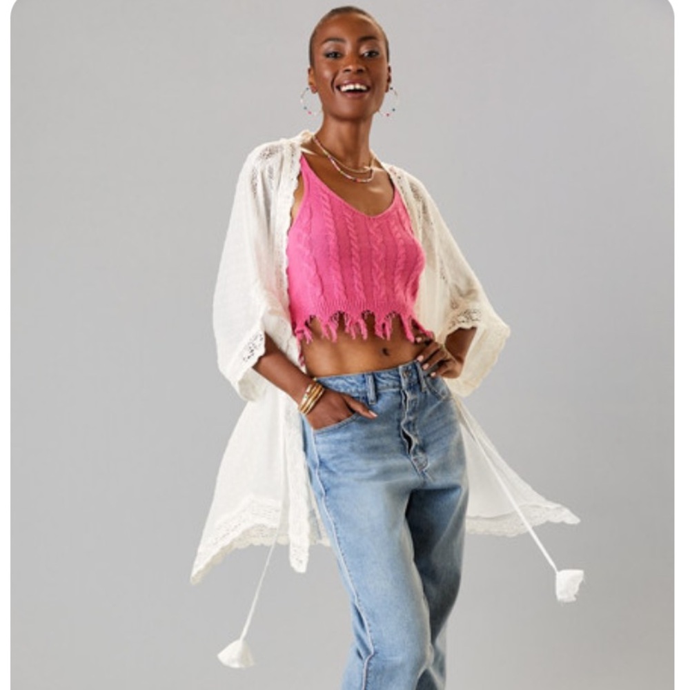 Alya | Aminah Swiss Dot Crochet Kimono